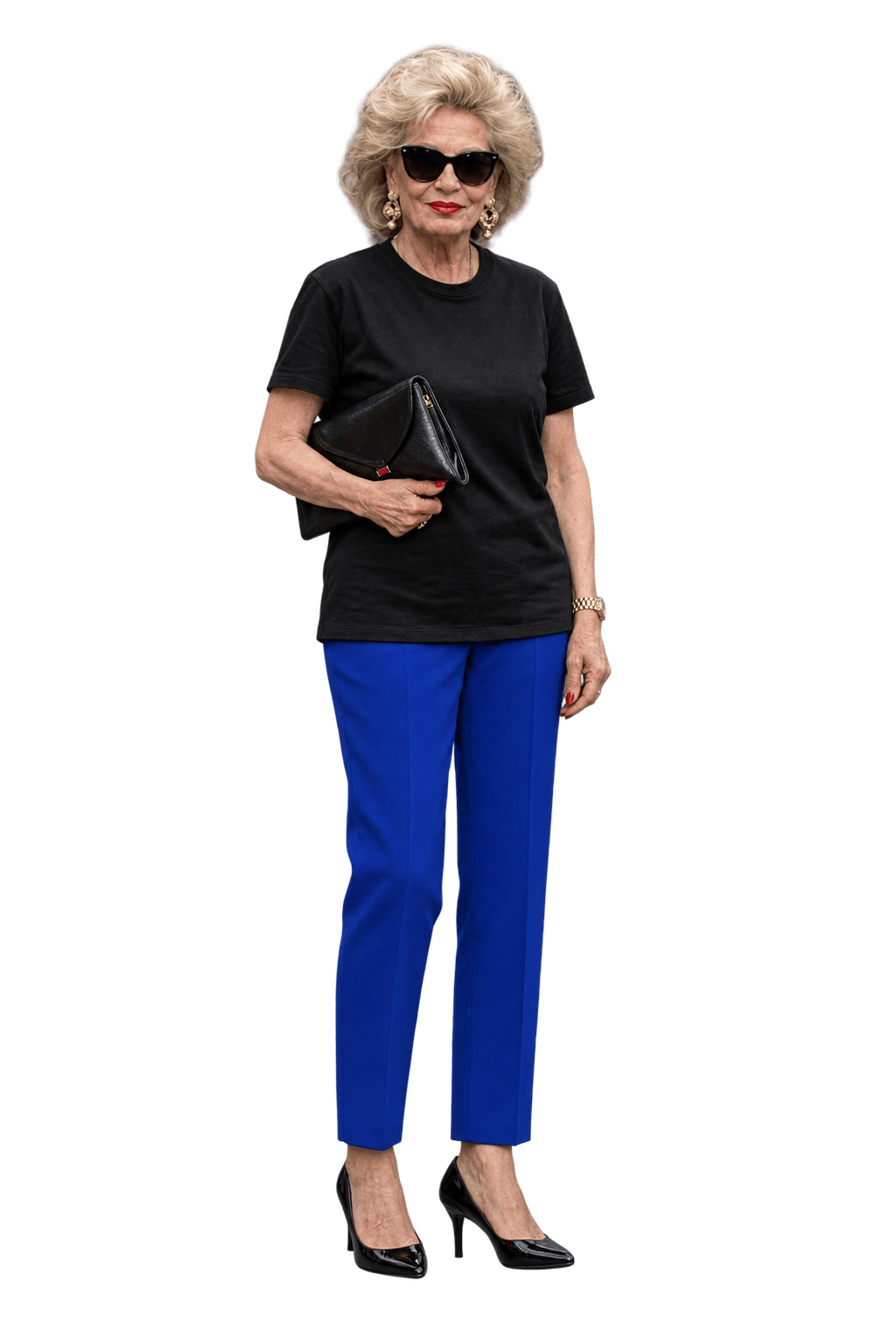 1980s Cobalt Blue Smooth Woven Trousers - Model