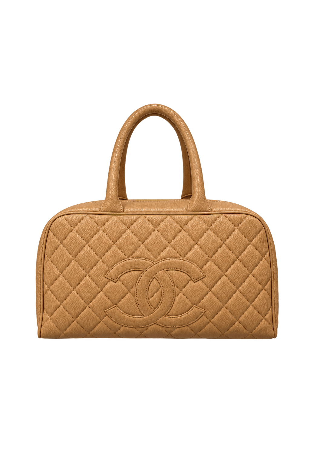 1970s Camel Tan Leather Handbag - Front View