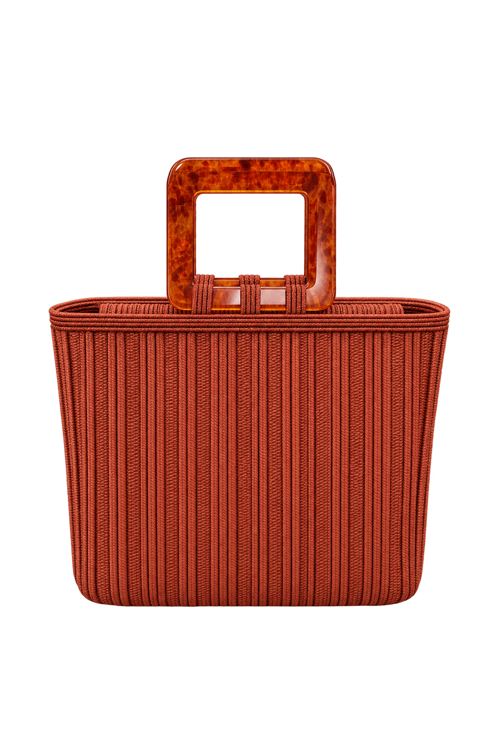 1970s Rust Red Woven Textile Handbag - Front View