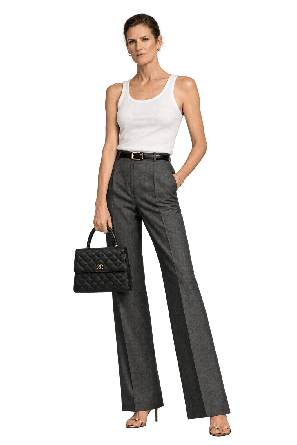 1990s Black Pebbled Leather Handbag - Model