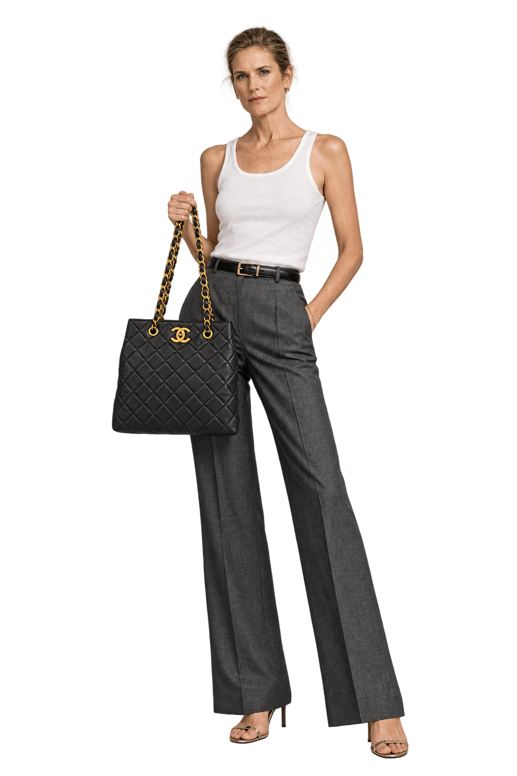 1990s Black Leather Shoulder Bag - Model