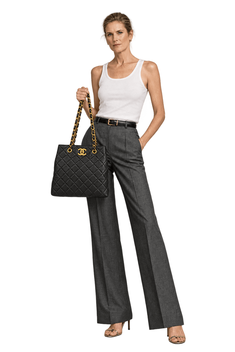 1990s Black Leather Shoulder Bag - Model