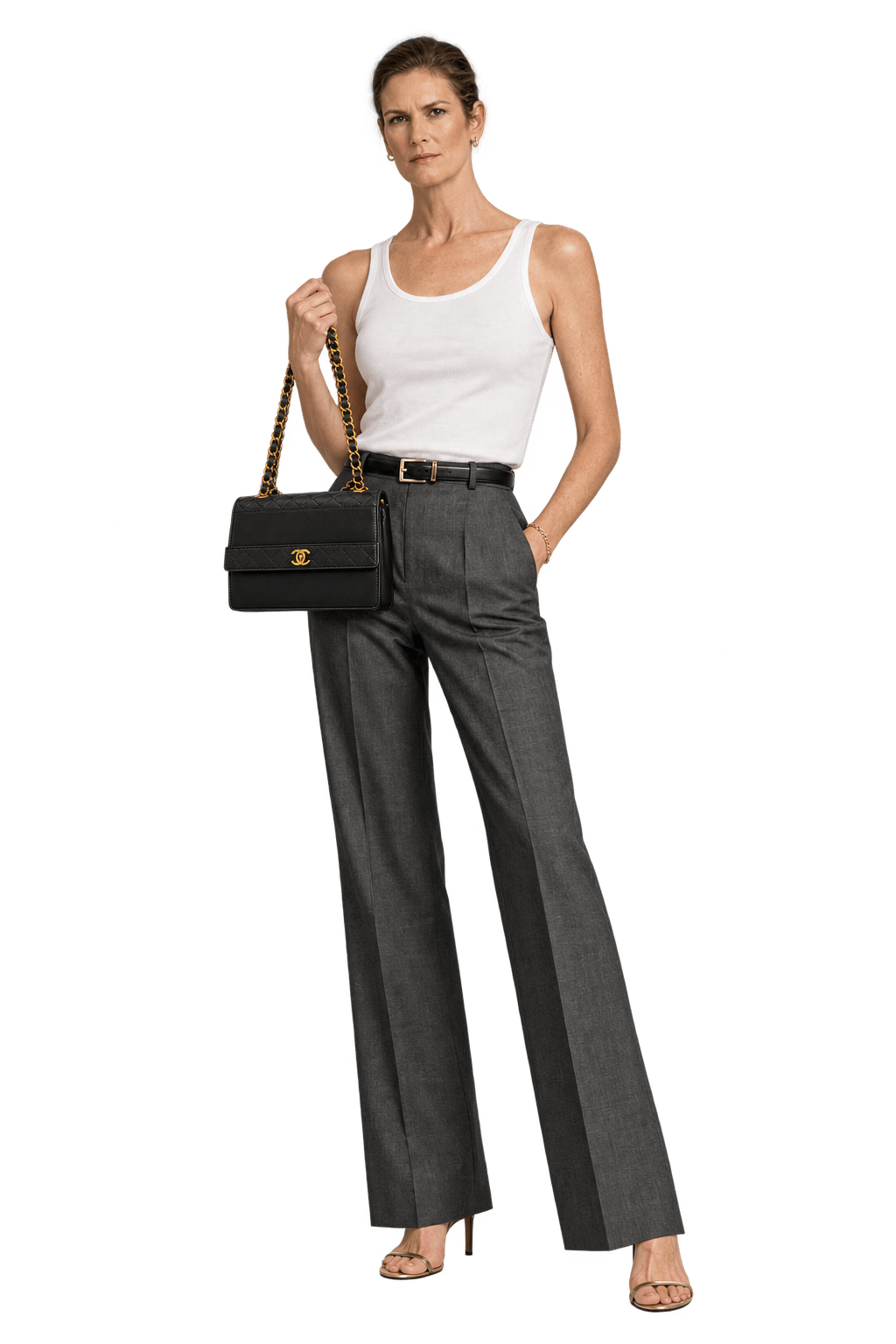 1990s Black Leather-Like Shoulder Bag - Model