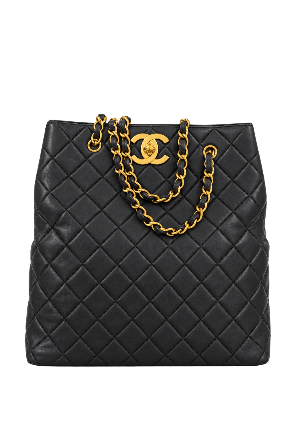 1990s Black Leather Shoulder Bag - Front View