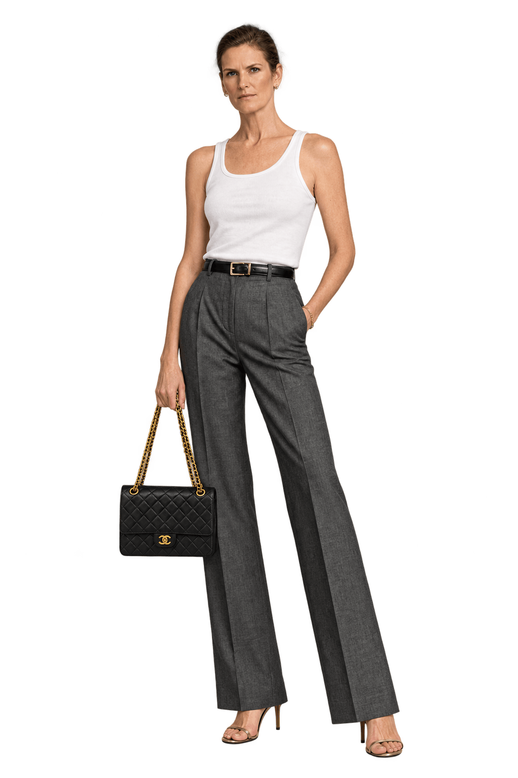 1980s Black Leather-like Shoulder Bag - Model