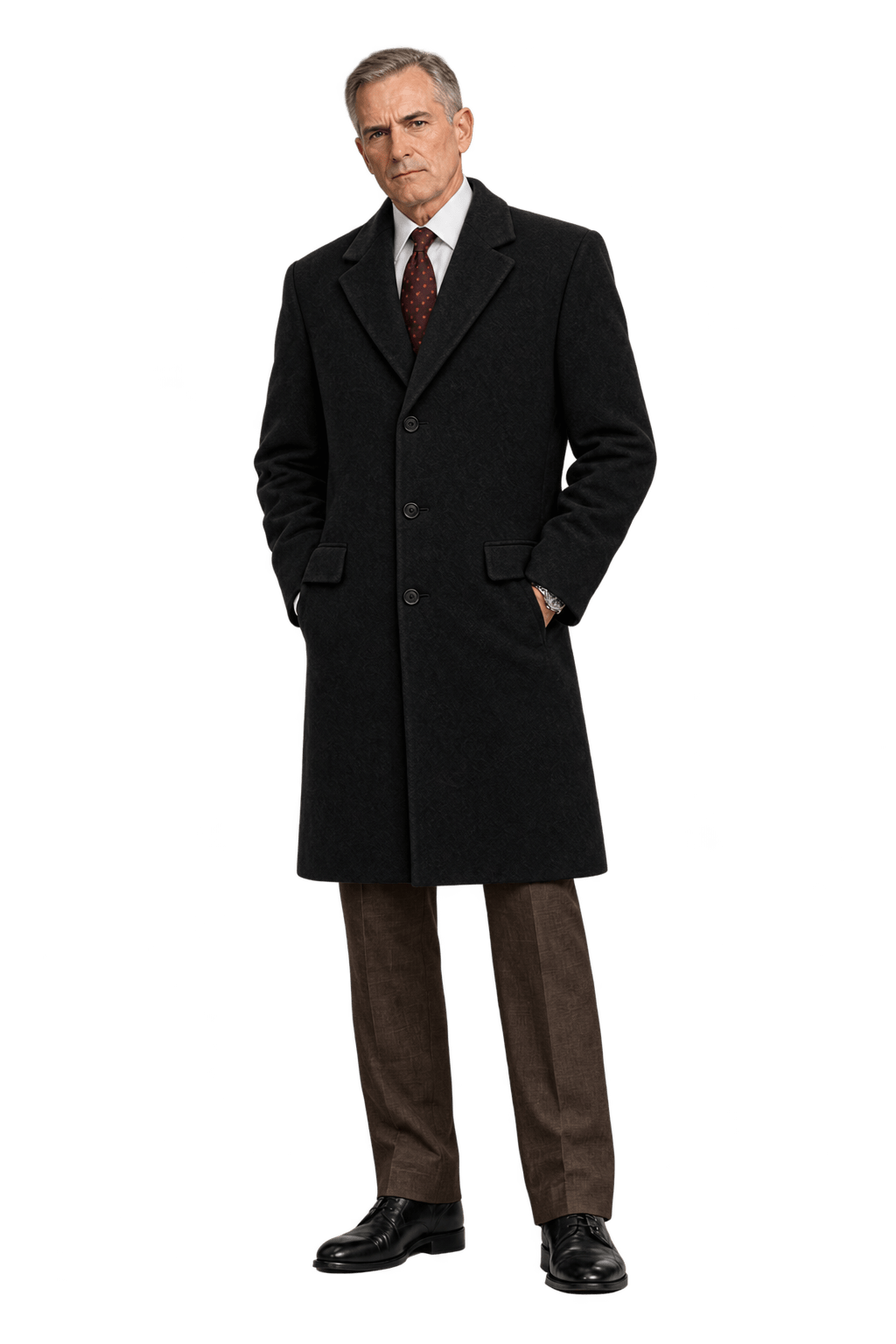 1990s Black Wool Coat - Model
