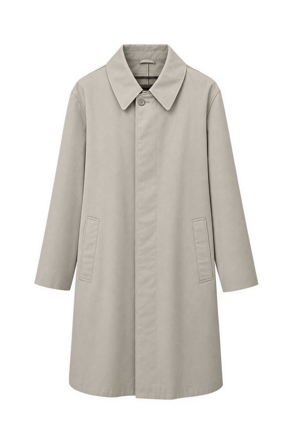 1980s Stone Beige Cotton Blend Coat - Front View