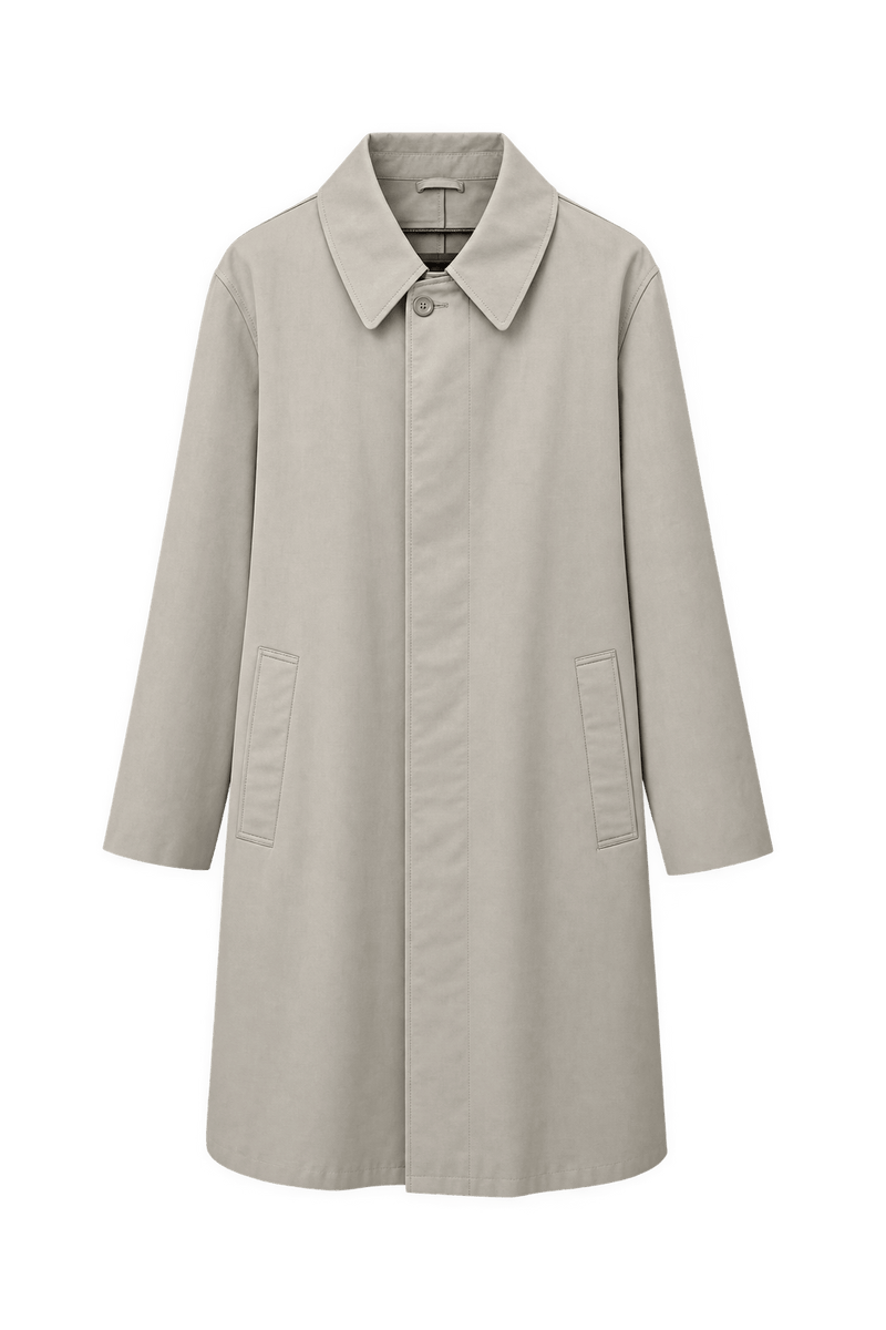 1980s Stone Beige Cotton Blend Coat - Front View