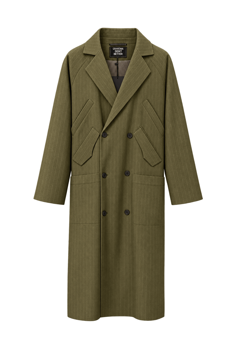 1980s Olive Green Wool Blend Coat - Front View