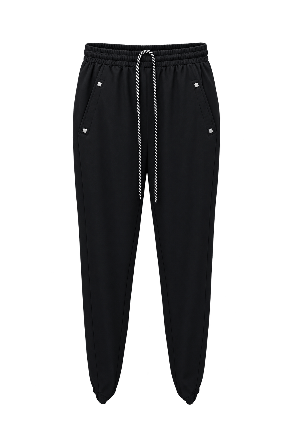 1990s Black Synthetic Pants - Front View