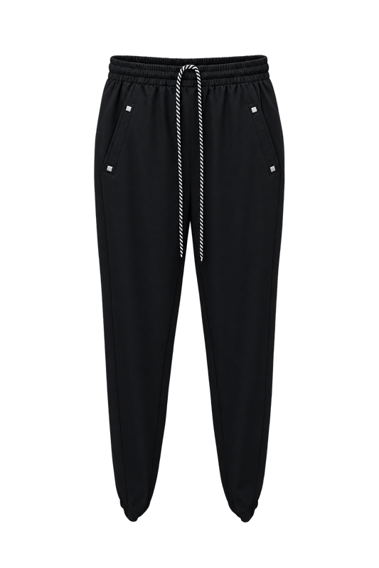 1990s Black Synthetic Pants - Front View