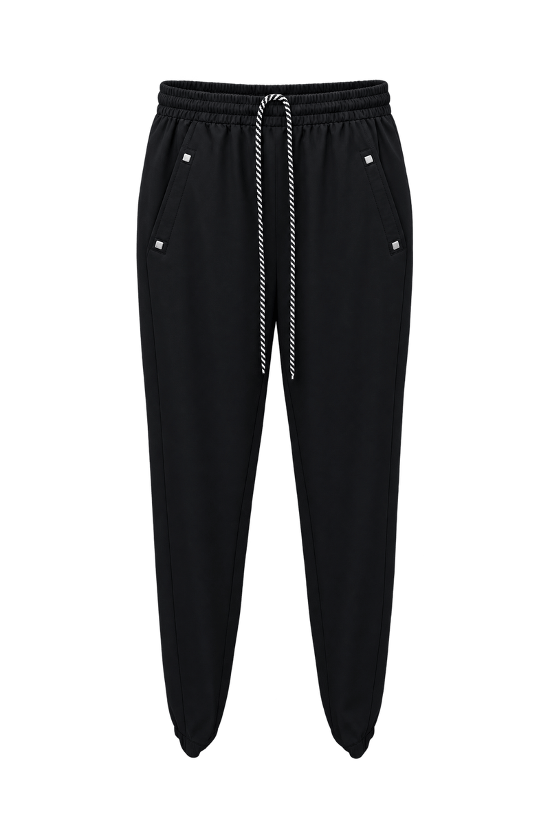 1990s Black Synthetic Pants - Front View