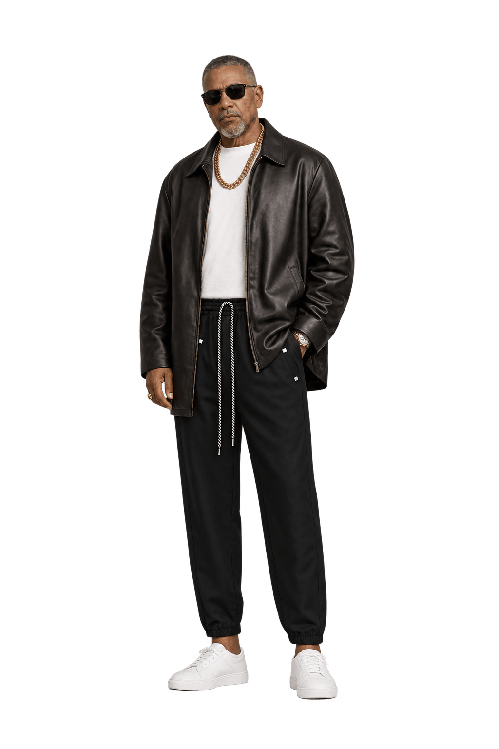 1990s Black Synthetic Pants - Model