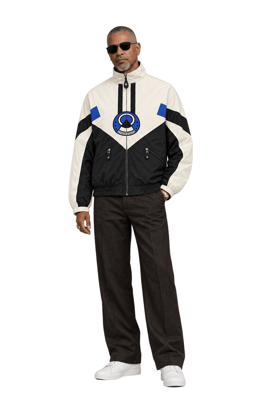 1990s Cream White Synthetic Jacket - Model
