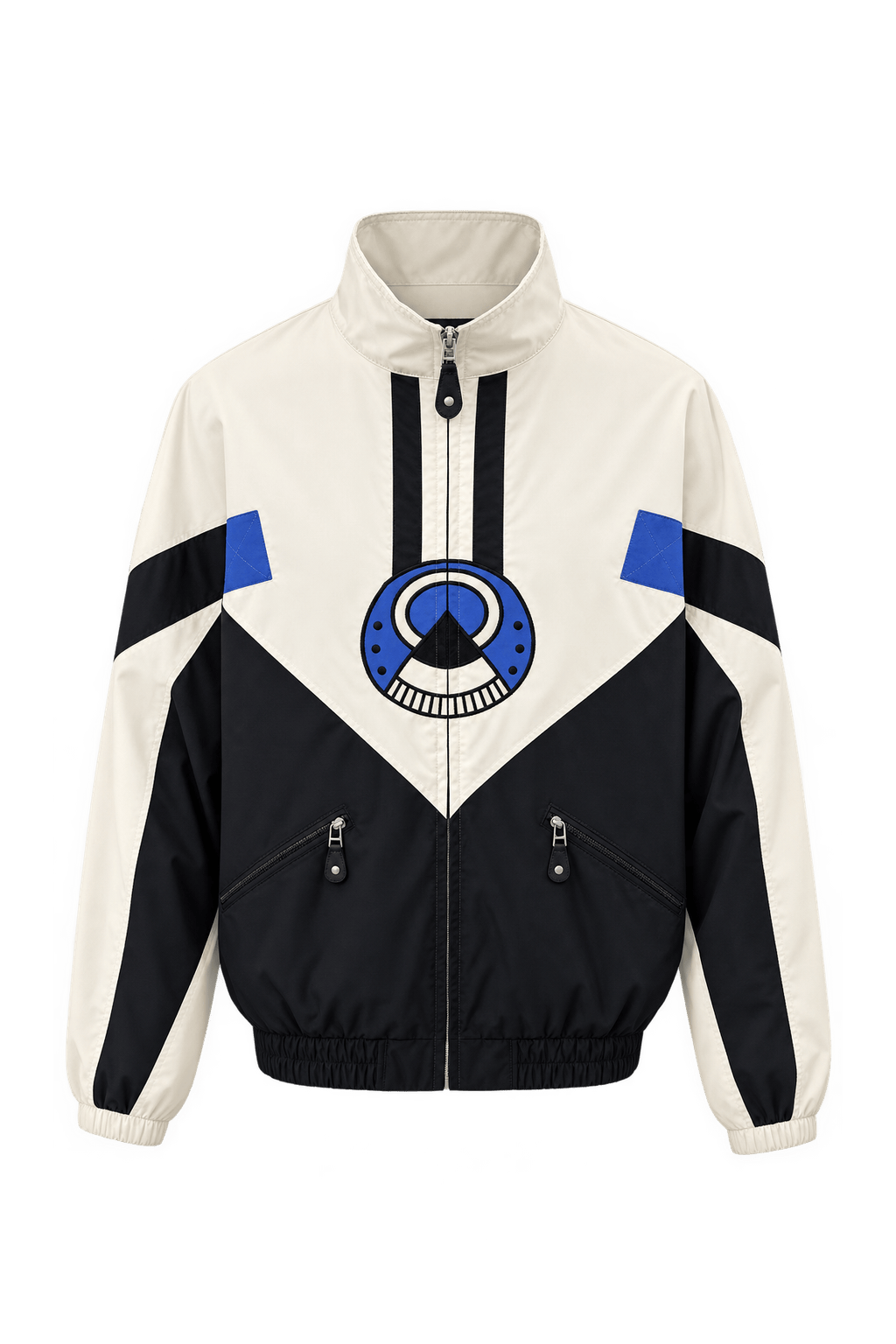 1990s Cream White Synthetic Jacket - Front View