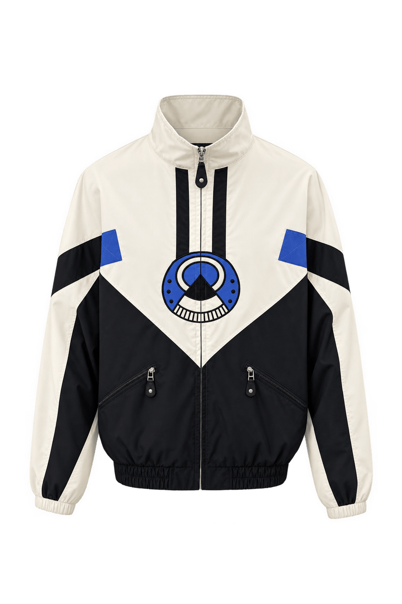 1990s Cream White Synthetic Jacket - Front View