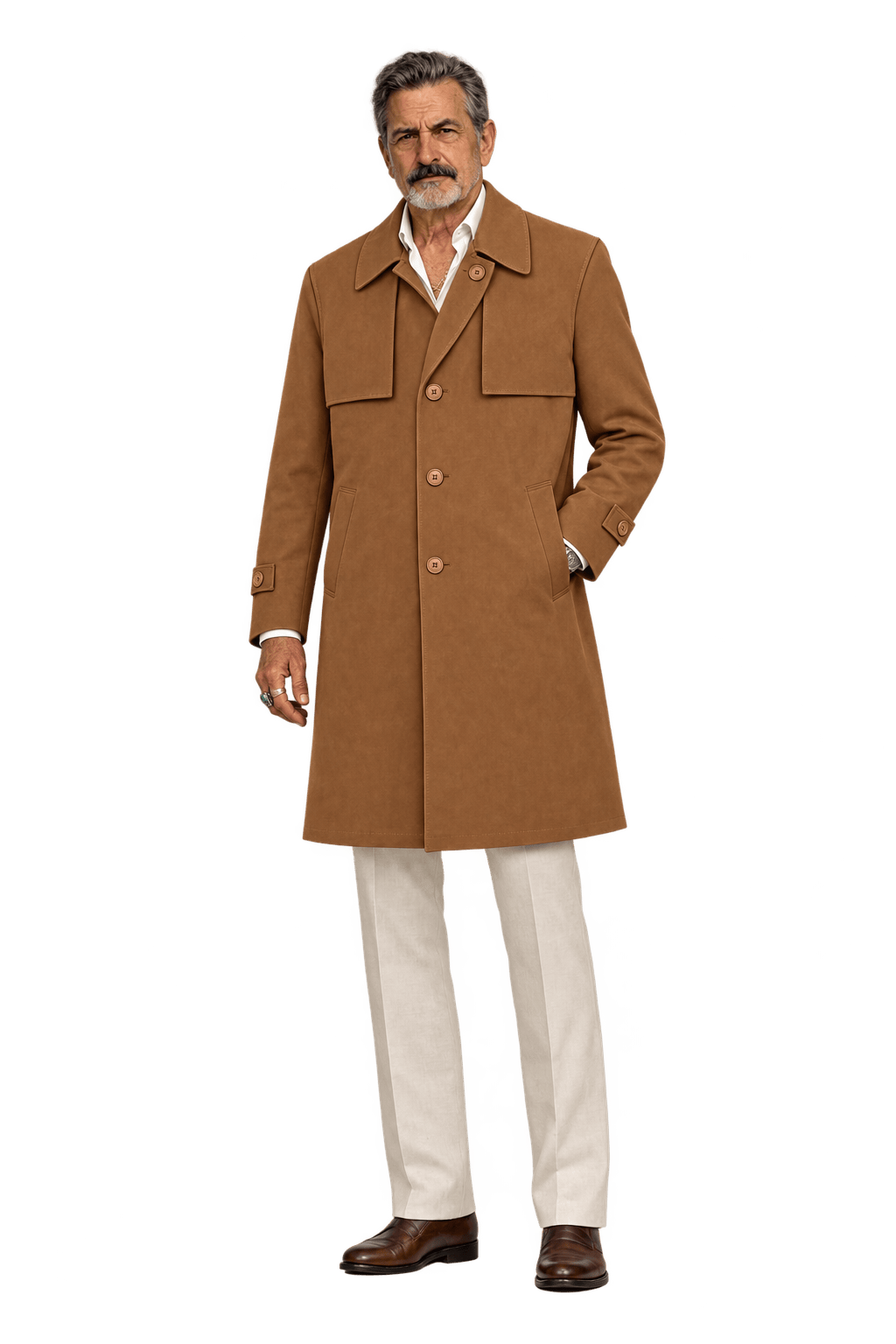 1980s Rust-Camel Brown Cotton Trench Coat - Model