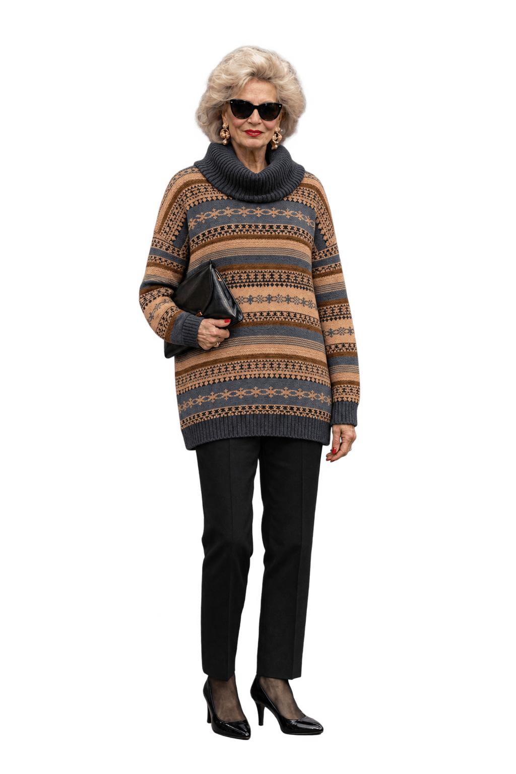 1980s Camel Tan Knit Sweater - Model