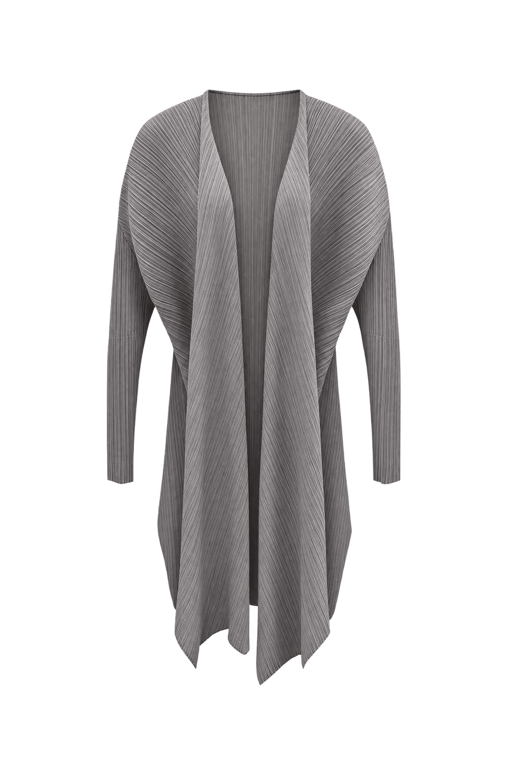 1990s Smoky Charcoal Gray Synthetic Cardigan - Front View