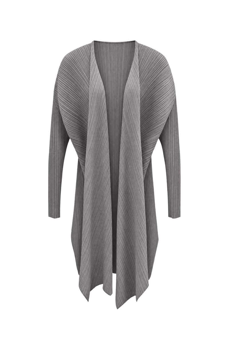 1990s Smoky Charcoal Gray Synthetic Cardigan - Front View