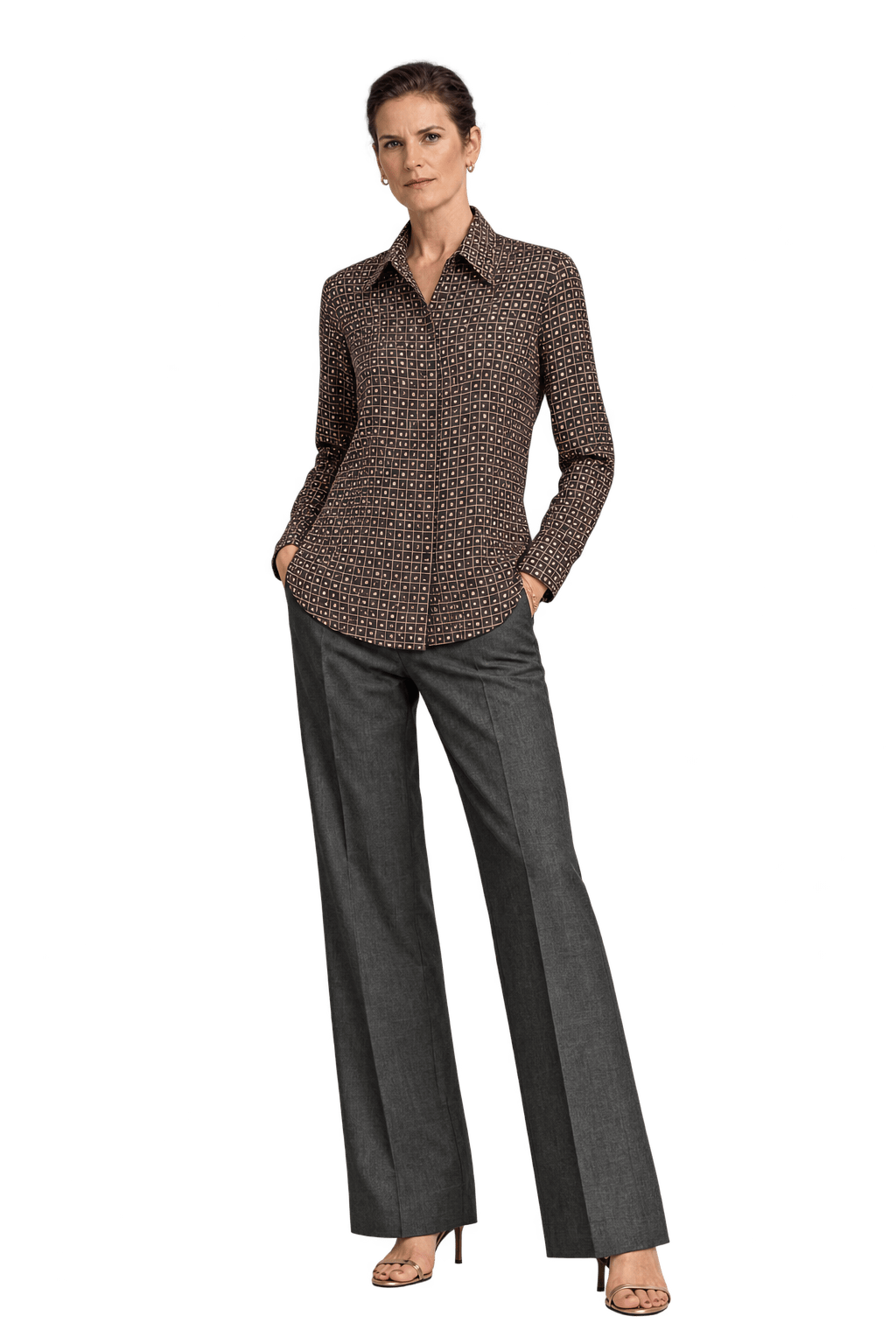 1980s Black Sheer Synthetic Button-Down Shirt - Model