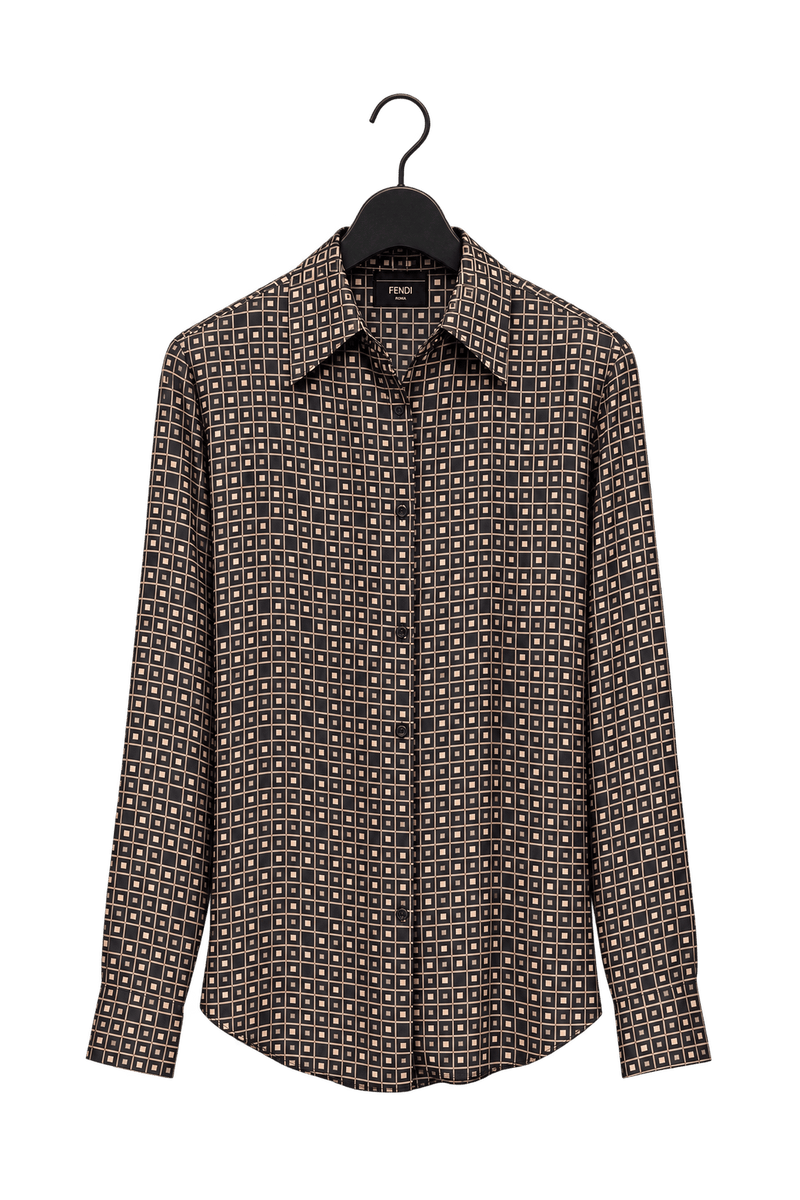 1980s Black Sheer Synthetic Button-Down Shirt - Front View