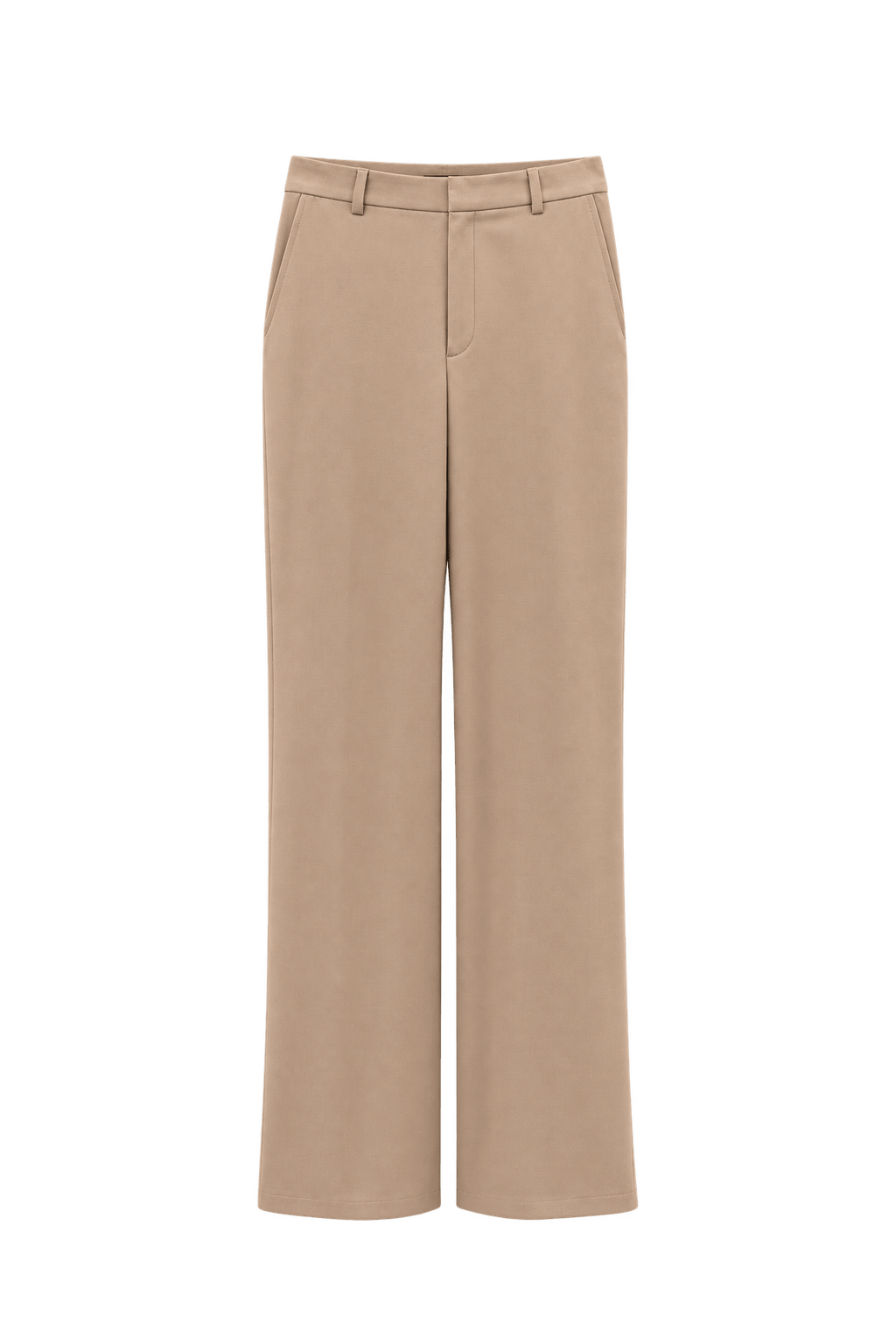 1990s Light Camel Beige Synthetic Blend Trousers - Front View