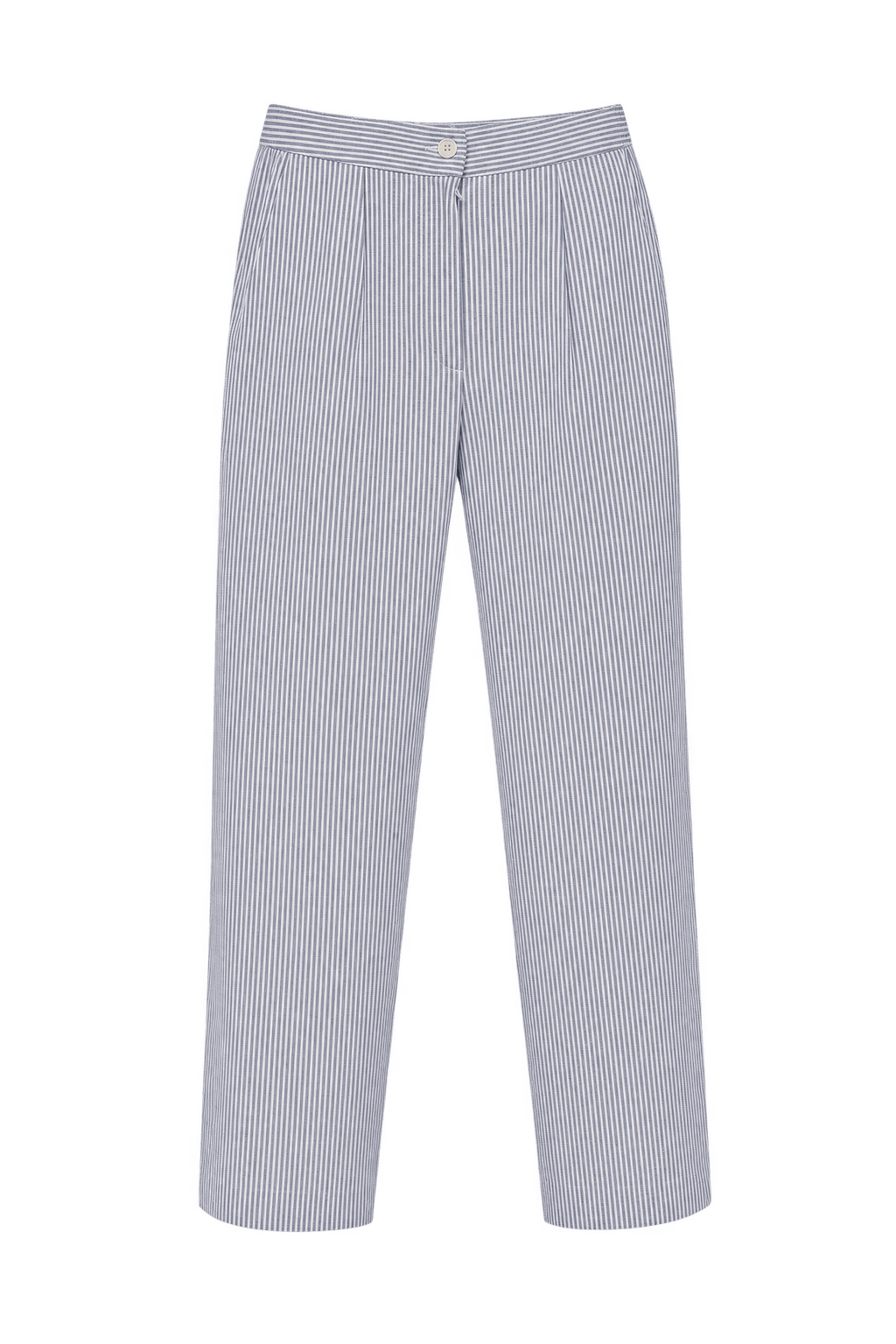 1970s Pale Blue Cotton Trousers - Front View