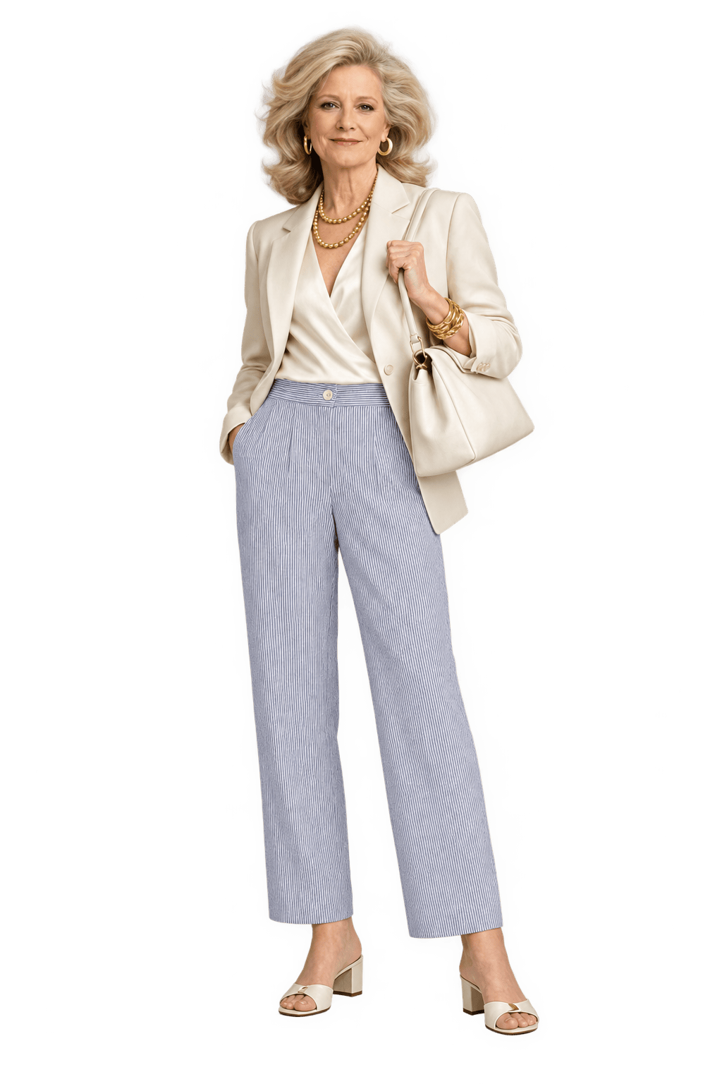 1970s Pale Blue Cotton Trousers - Model