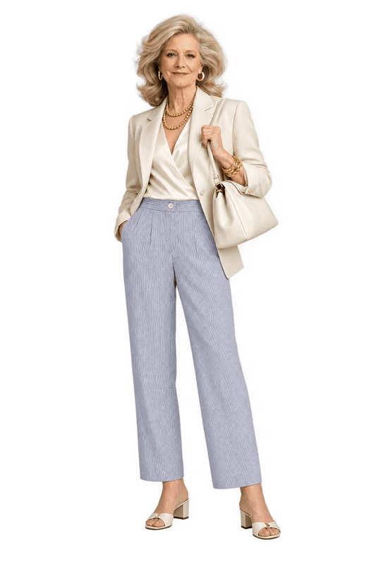 1970s Pale Blue Cotton Trousers - Model