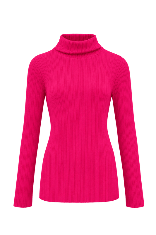 1990s Hot Pink Synthetic Knit Sweater - Front View