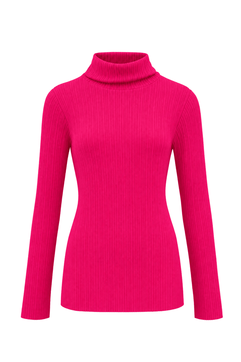 1990s Hot Pink Synthetic Knit Sweater - Front View
