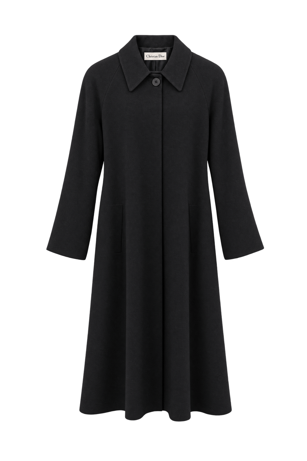 1990s Black Unverified Wool Coat - Front View