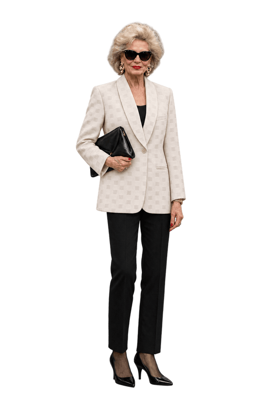 1980s Ivory White Woven Blazer - Model