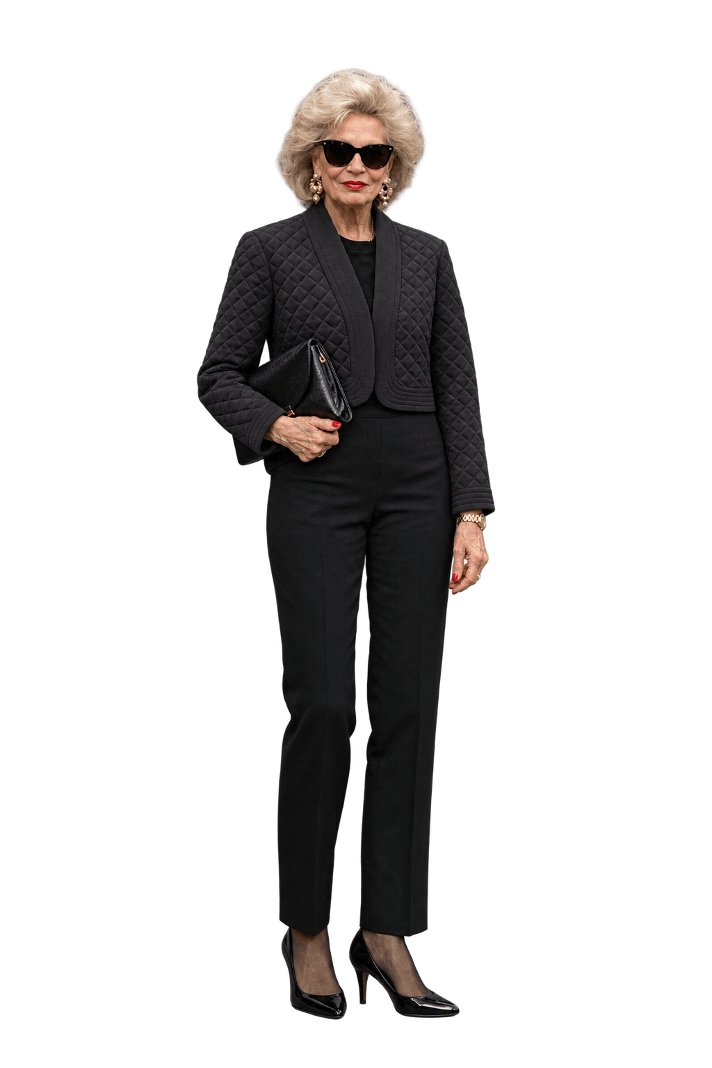 1980s Near-black Charcoal Quilted Jacket - Model