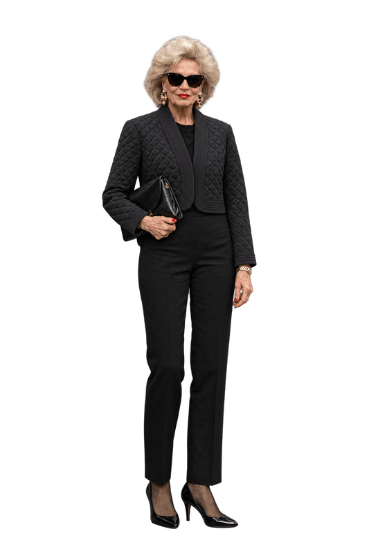 1980s Near-black Charcoal Quilted Jacket - Model