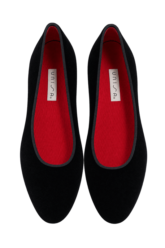 1980s Black Velvet Ballet Flats - Model