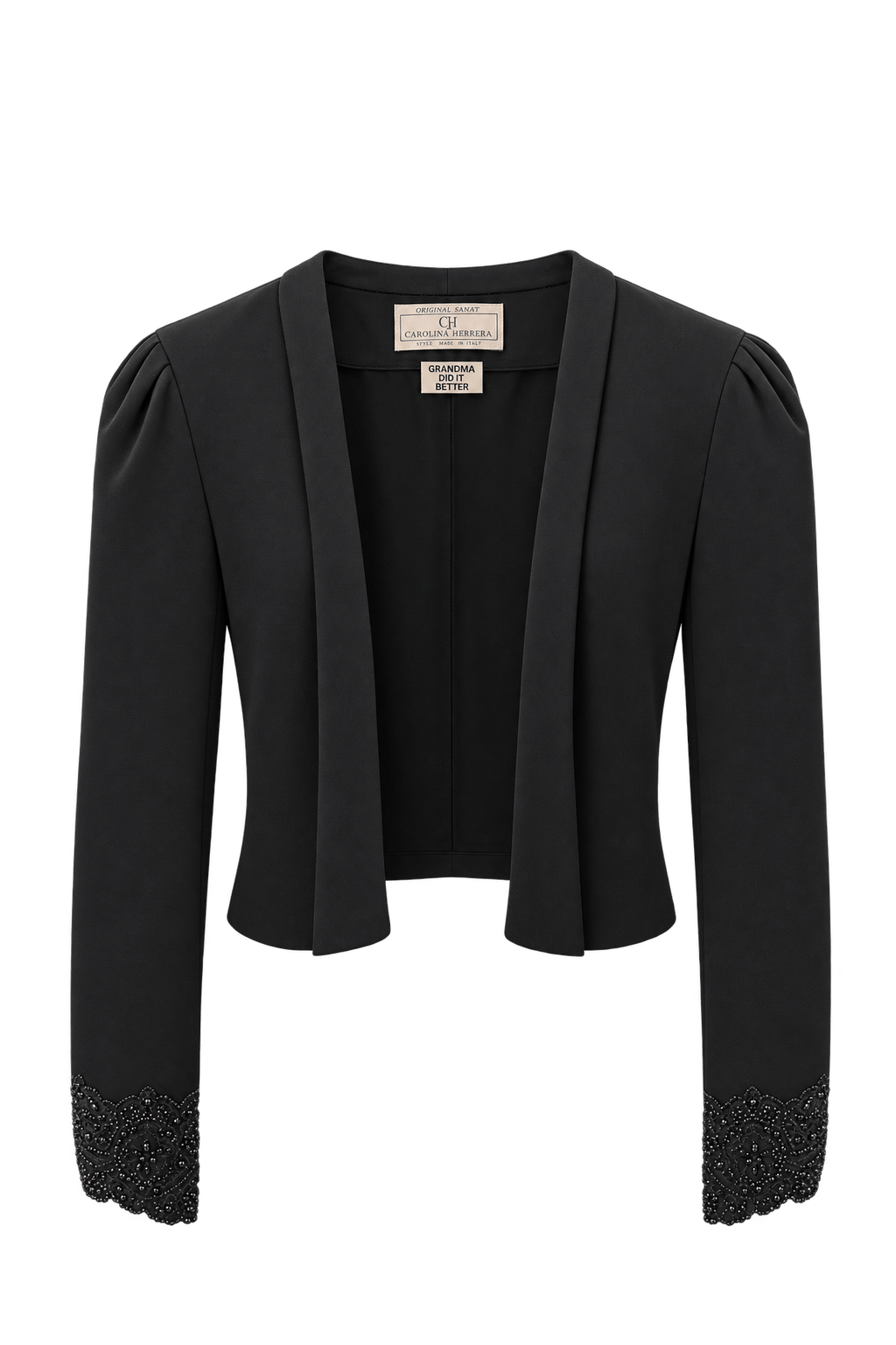 1980s Black Woven Jacket - Front View