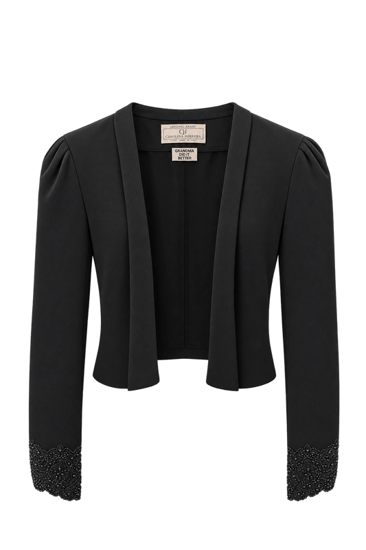 1980s Black Woven Jacket - Front View