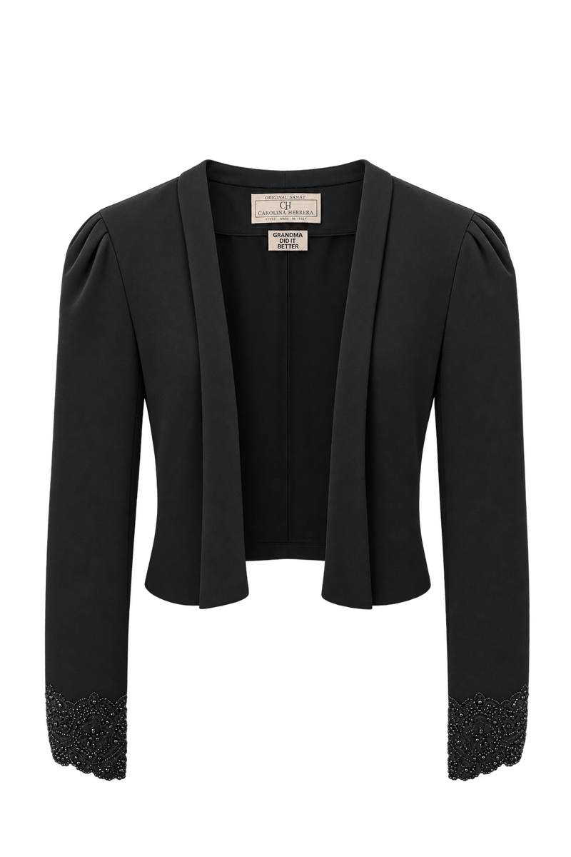 1980s Black Woven Jacket - Front View