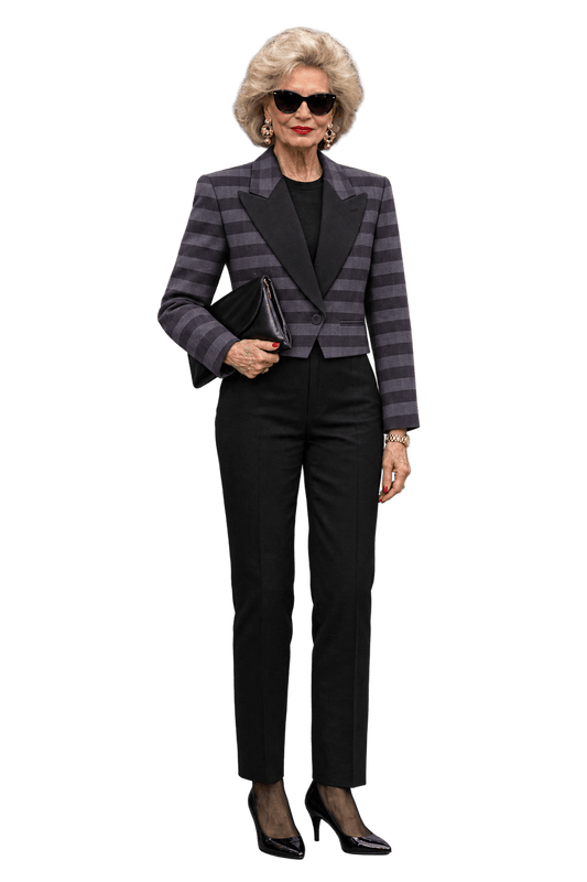 1980s Charcoal Grey Woven Blazer - Model
