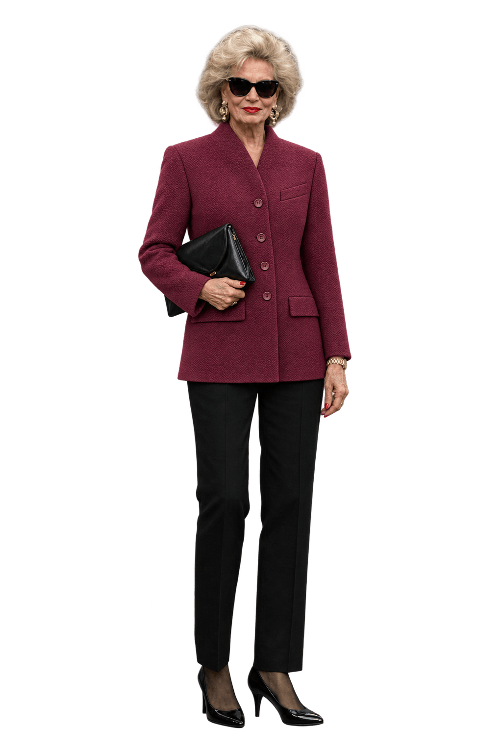 1980s Deep Burgundy Woven Blazer - Model
