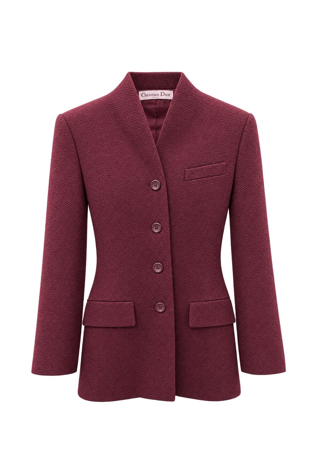 1980s Deep Burgundy Woven Blazer - Front View
