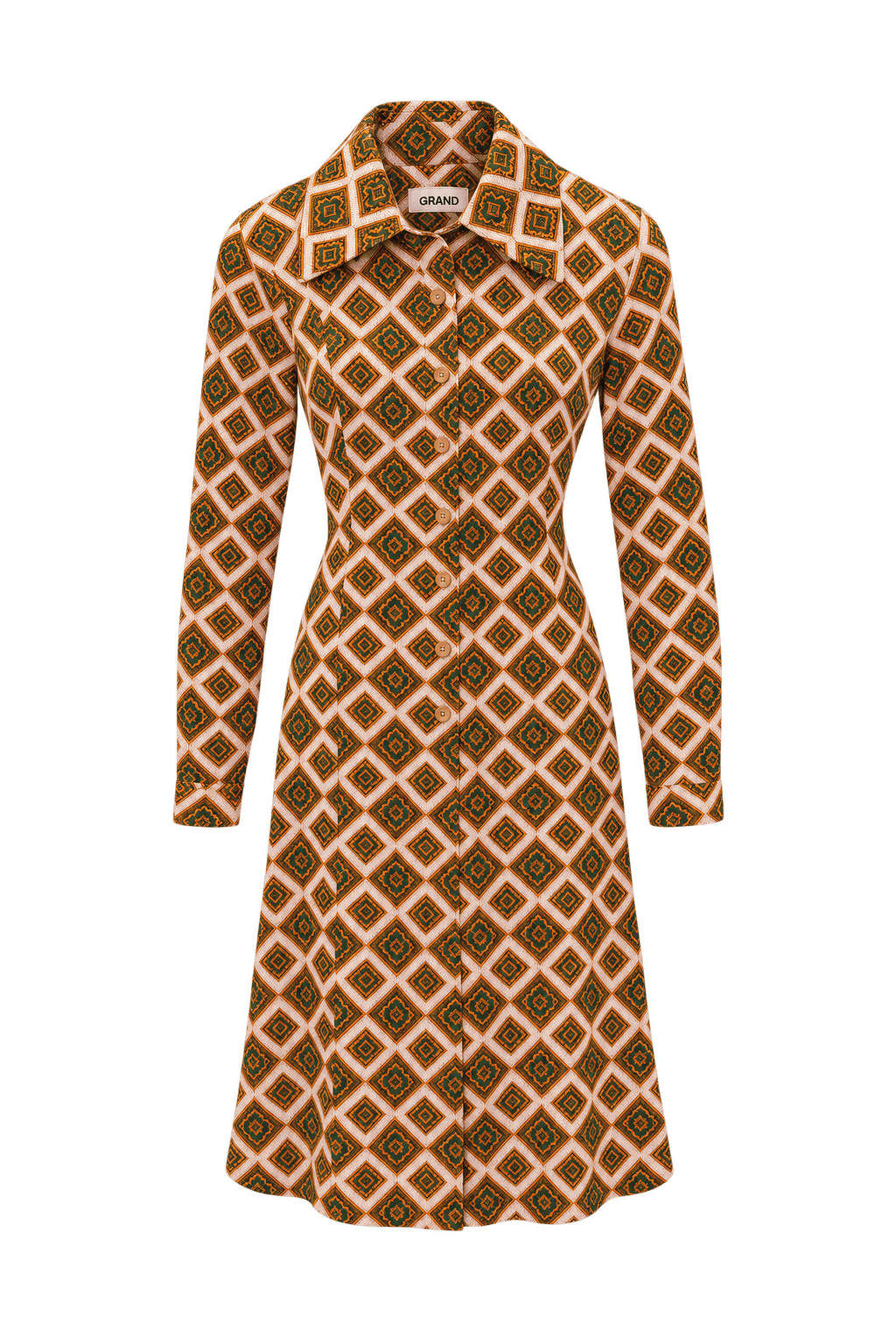 1960s Pale Peach Pink Unverified Woven Fabric Dress - Front View