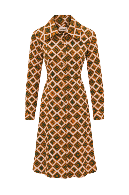 1960s Pale Peach Pink Unverified Woven Fabric Dress - Front View