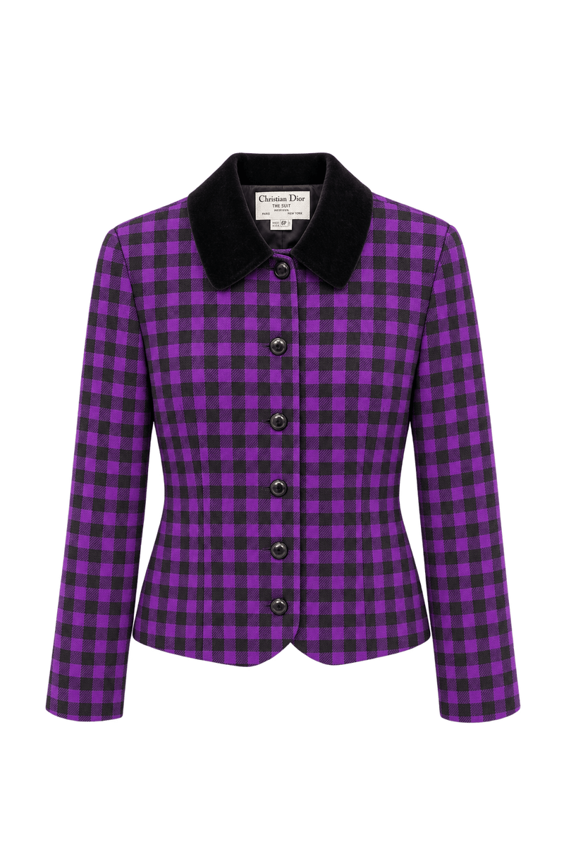 1980s Vivid Purple Woven Suiting Jacket - Front View