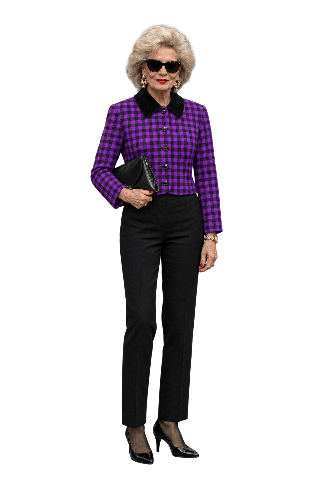 1980s Vivid Purple Woven Suiting Jacket - Model