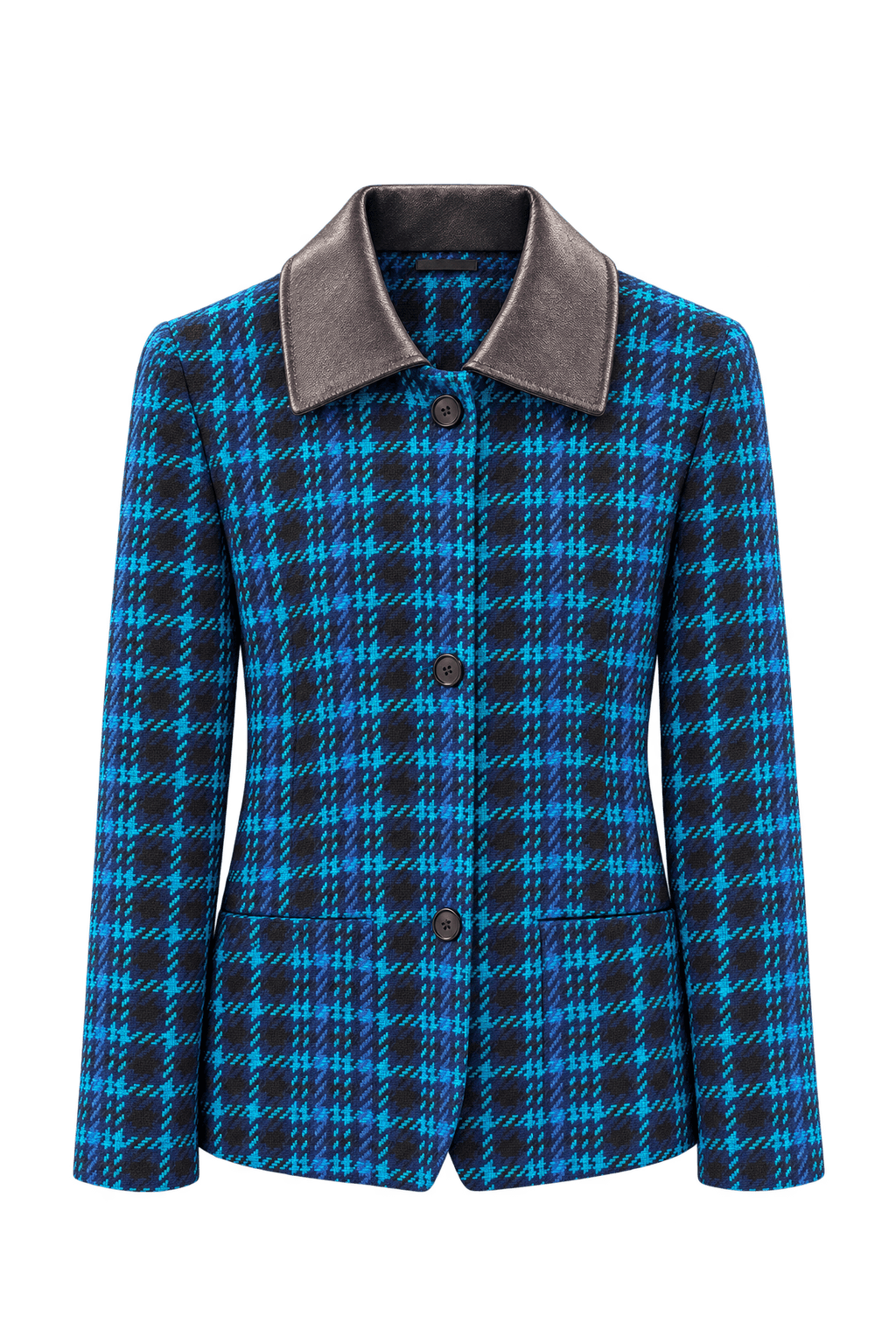 1980s Navy Blue Woven Jacket - Front View