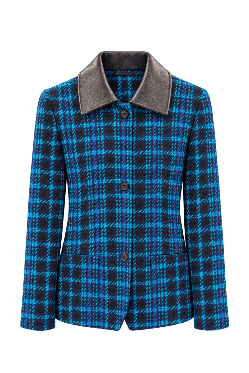 1980s Navy Blue Woven Jacket - Front View