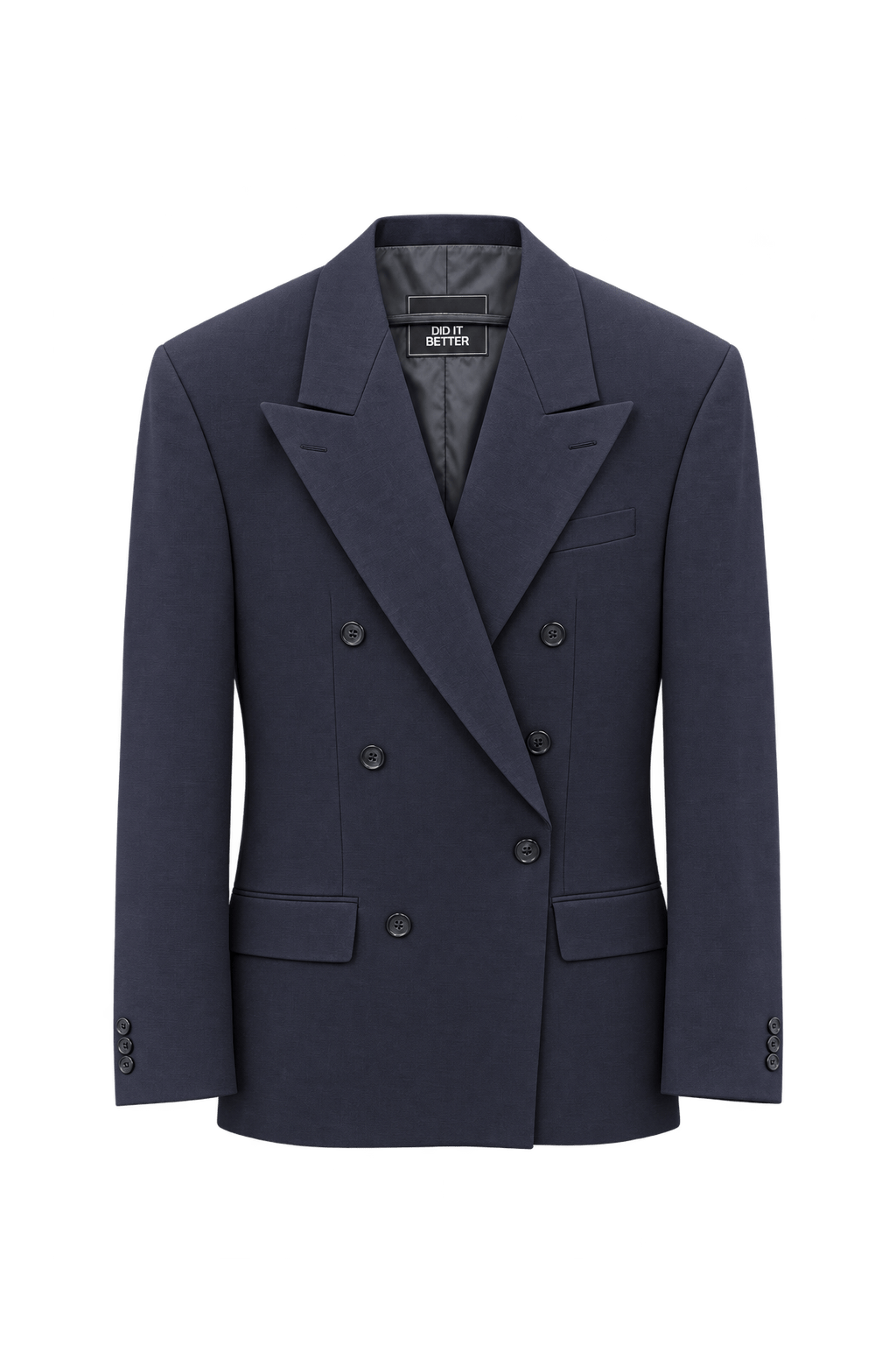 1990s Dark Navy Blue Woven Blazer - Front View